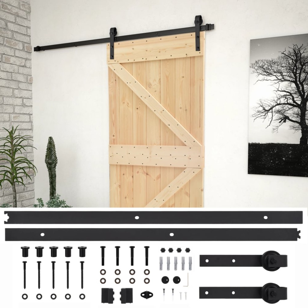 vidaXL Ușă glisantă cu set feronerie, 90 x 210 cm, lemn masiv de pin