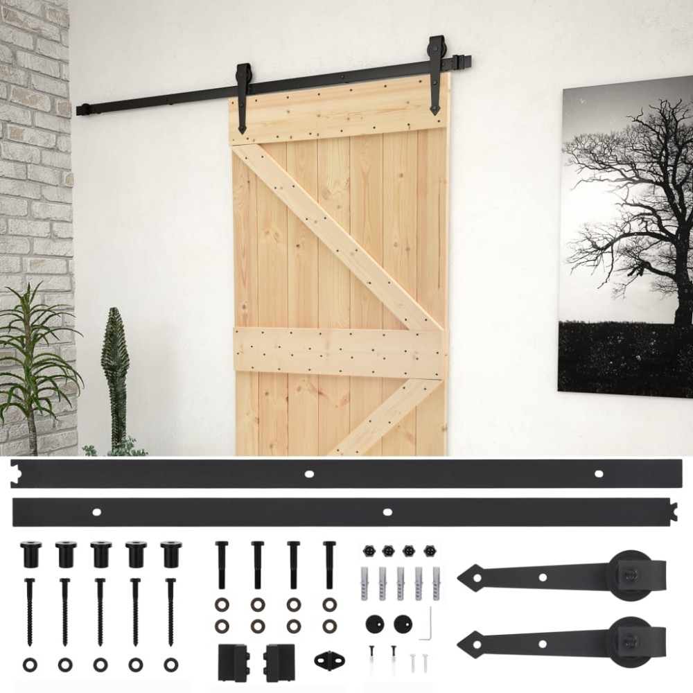 vidaXL Ușă glisantă cu set feronerie, 100 x 210 cm, lemn masiv de pin