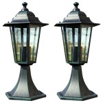 vidaXL Lămpi de grădină, 2 buc., verde închis/negru, aluminiu