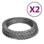 vidaXL Role sârmă ghimpată elicoidală, 2 buc., 100 m, oțel zincat vidaXL Role sârmă ghimpată elicoidală, 2 buc., 100 m, oțel zincat