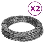 vidaXL Role sârmă ghimpată elicoidală, 2 buc., 60 m, oțel zincat vidaXL Role sârmă ghimpată elicoidală, 2 buc., 60 m, oțel zincat