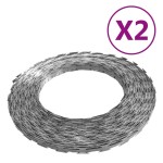 vidaXL Sârmă ghimpată BTO-22 NATO, 2 buc., 100 m, oțel vidaXL Sârmă ghimpată BTO-22 NATO, 2 buc., 100 m, oțel