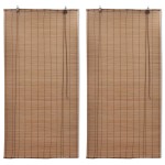 vidaXL Jaluzele din bambus tip rulou, 2 buc., maro, 120 x 220 cm vidaXL Jaluzele din bambus tip rulou, 2 buc., maro, 120 x 220 cm