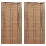 vidaXL Jaluzele din bambus tip rulou, 2 buc., maro, 150 x 220 cm vidaXL Jaluzele din bambus tip rulou, 2 buc., maro, 150 x 220 cm