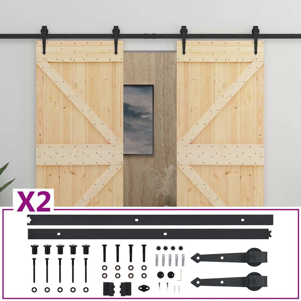 vidaXL Ușă glisantă cu set feronerie, 80 x 210 cm, lemn masiv de pin