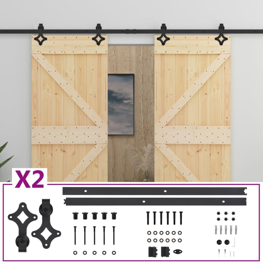 vidaXL Ușă glisantă cu set feronerie, 80 x 210 cm, lemn masiv de pin
