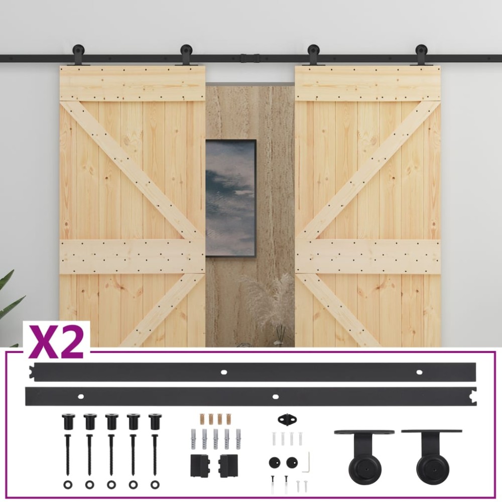vidaXL Ușă glisantă cu set feronerie, 80 x 210 cm, lemn masiv de pin