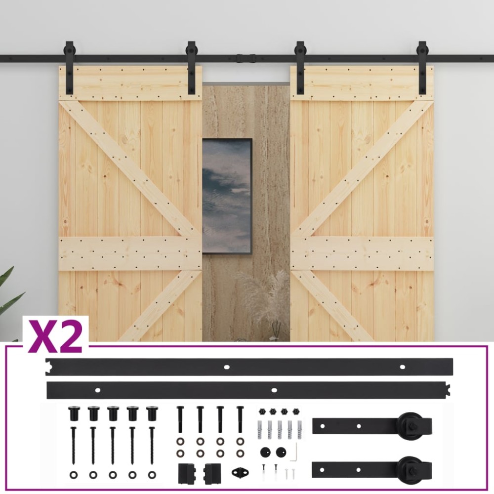 vidaXL Ușă glisantă cu set feronerie, 80 x 210 cm, lemn masiv de pin