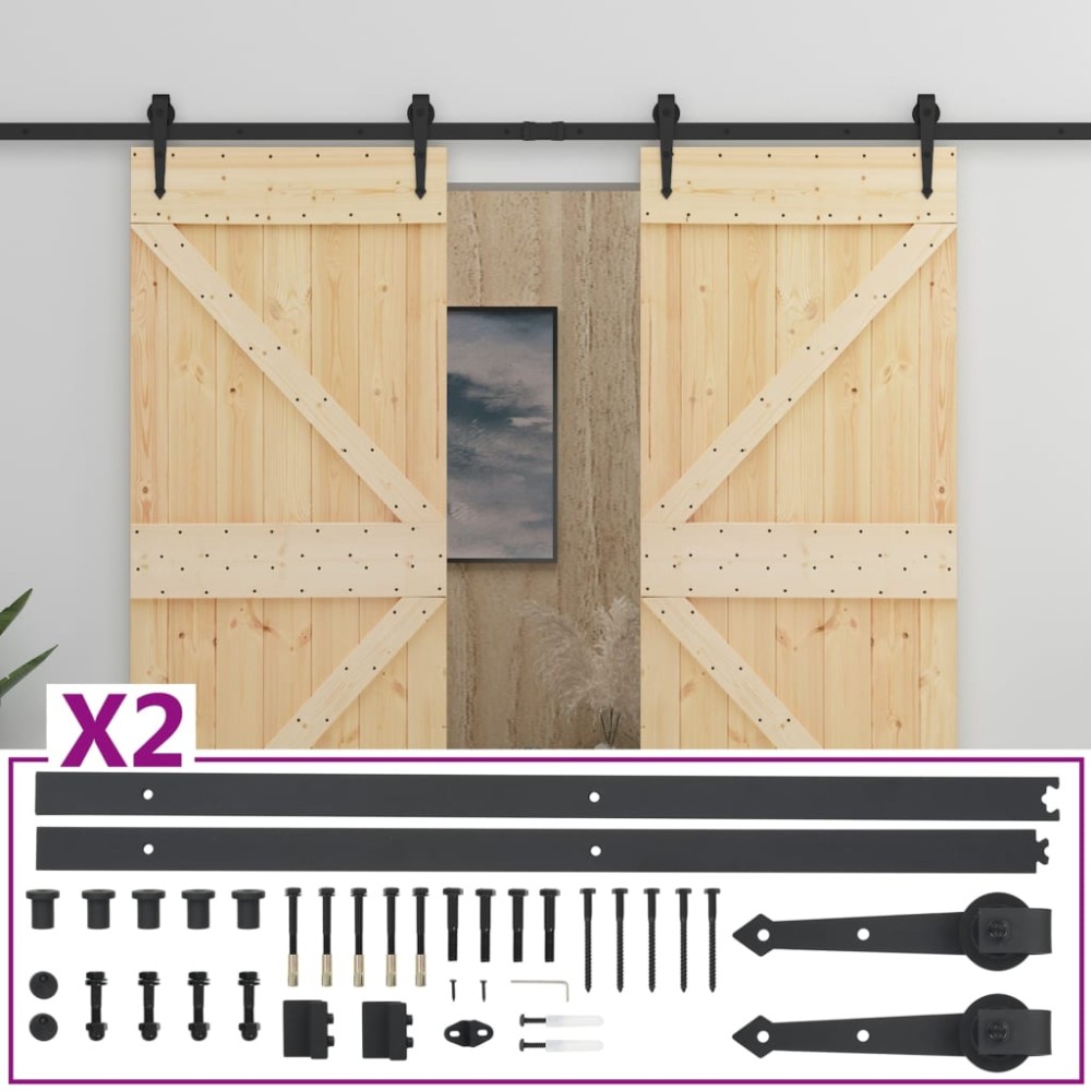 vidaXL Ușă glisantă cu set feronerie, 90 x 210 cm, lemn masiv de pin