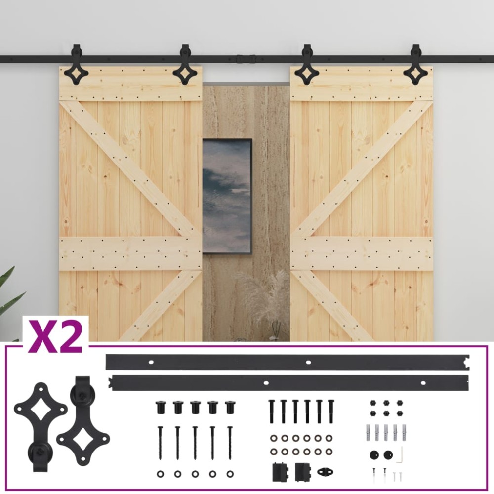 vidaXL Ușă glisantă cu set feronerie, 90 x 210 cm, lemn masiv de pin