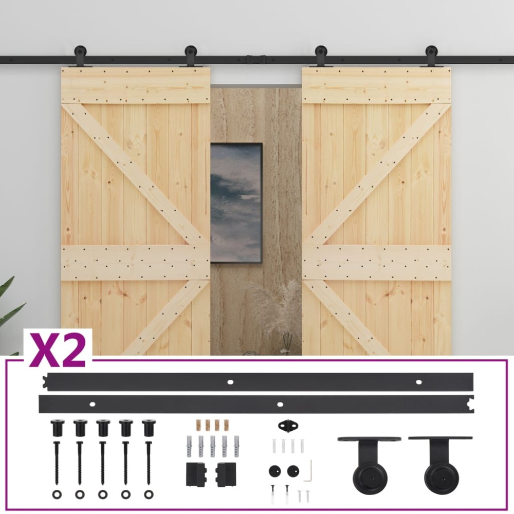vidaXL Ușă glisantă cu set feronerie, 90 x 210 cm, lemn masiv de pin