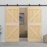 vidaXL Ușă glisantă cu set feronerie, 90 x 210 cm, lemn masiv de pin vidaXL Ușă glisantă cu set feronerie, 90 x 210 cm, lemn masiv de pin