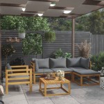 vidaXL Set mobilier grădină cu perne, 6 piese, lemn masiv acacia vidaXL Set mobilier grădină cu perne, 6 piese, lemn masiv acacia