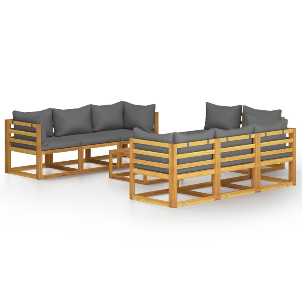 vidaXL Set mobilier grădină cu perne, 9 piese, lemn masiv acacia