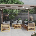 vidaXL Set mobilier grădină cu perne, 9 piese, lemn masiv acacia vidaXL Set mobilier grădină cu perne, 9 piese, lemn masiv acacia