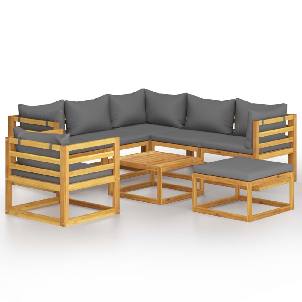 vidaXL Set mobilier grădină cu perne, 8 piese, lemn masiv acacia