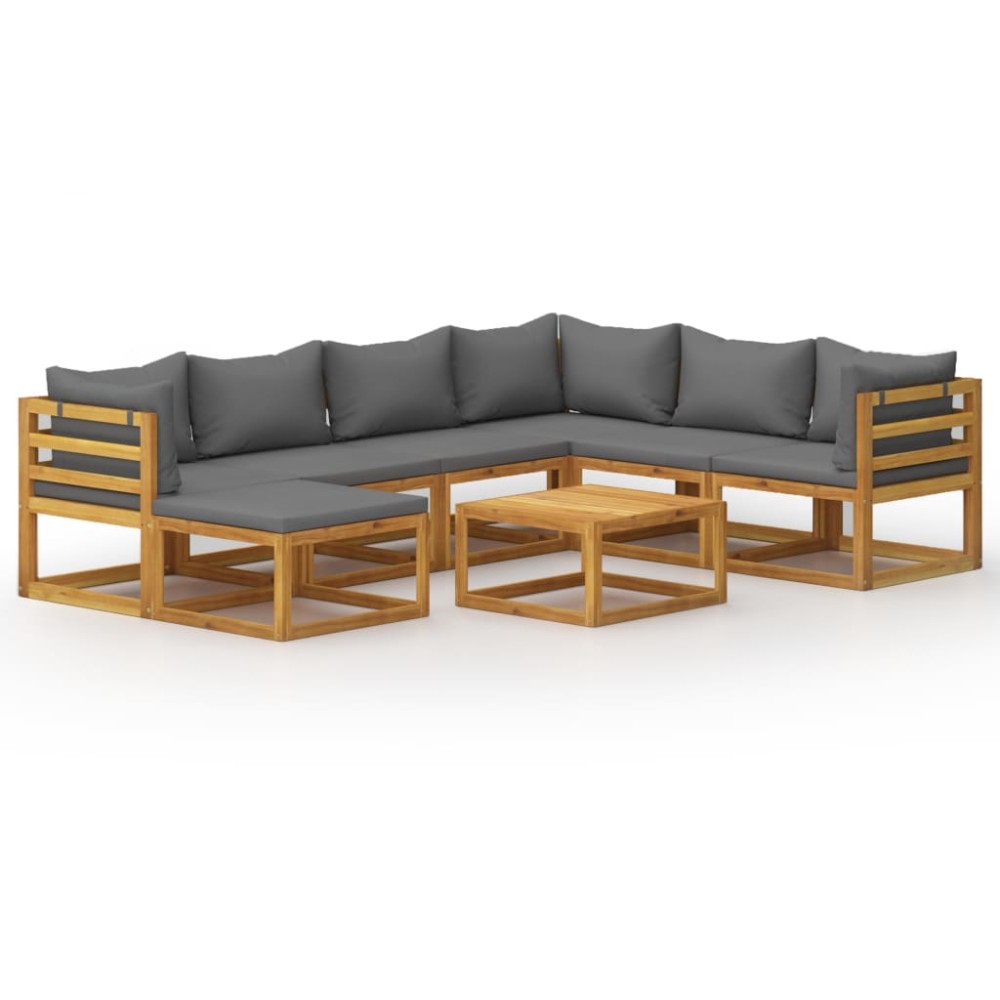 vidaXL Set mobilier grădină cu perne, 8 piese, lemn masiv acacia