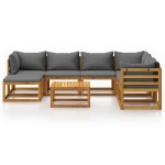 vidaXL Set mobilier grădină cu perne, 8 piese, lemn masiv acacia