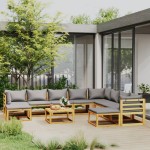 vidaXL Set mobilier grădină cu perne, 11 piese, lemn masiv de acacia vidaXL Set mobilier grădină cu perne, 11 piese, lemn masiv de acacia