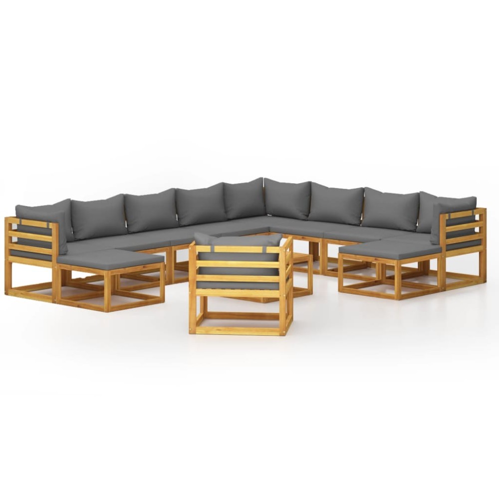 vidaXL Set mobilier grădină cu perne, 12 piese, lemn masiv de acacia