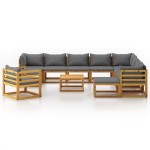 vidaXL Set mobilier grădină cu perne, 12 piese, lemn masiv de acacia