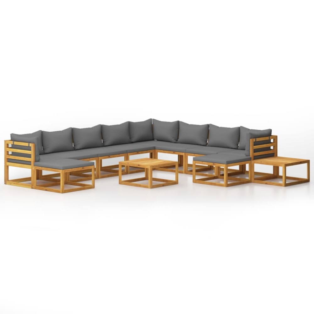 vidaXL Set mobilier grădină cu perne, 12 piese, lemn masiv de acacia