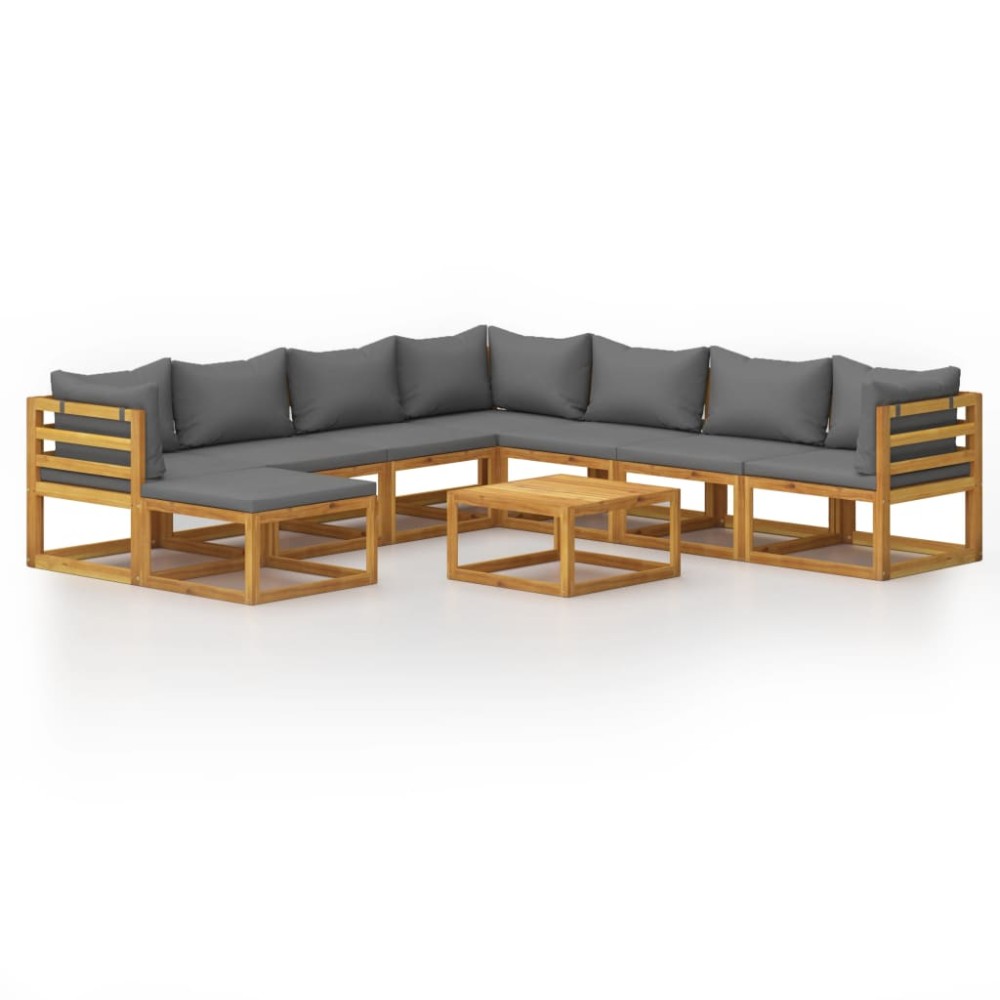 vidaXL Set mobilier grădină cu perne, 9 piese, lemn masiv de acacia