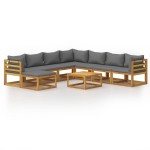 vidaXL Set mobilier grădină cu perne, 9 piese, lemn masiv de acacia vidaXL Set mobilier grădină cu perne, 9 piese, lemn masiv de acacia