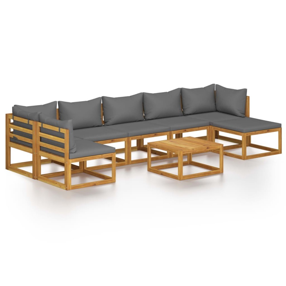 vidaXL Set mobilier grădină cu perne, 8 piese, lemn masiv acacia