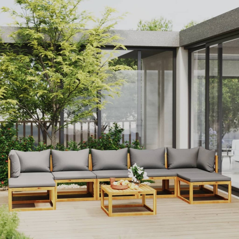 vidaXL Set mobilier grădină cu perne, 8 piese, lemn masiv acacia