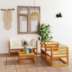 vidaXL Set mobilier grădină cu perne, crem, 6 piese, lemn masiv acacia vidaXL Set mobilier grădină cu perne, crem, 6 piese, lemn masiv acacia