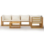 vidaXL Set mobilier grădină cu perne, 6 piese, crem, lemn masiv acacia