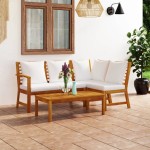 vidaXL Set mobilier de grădină, 4 piese, perne crem, lemn masiv acacia vidaXL Set mobilier de grădină, 4 piese, perne crem, lemn masiv acacia