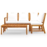 vidaXL Set mobilier de grădină, 4 piese, perne crem, lemn masiv acacia vidaXL Set mobilier de grădină, 4 piese, perne crem, lemn masiv acacia
