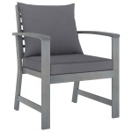vidaXL Set mobilier grădină cu pernă, 5 piese, gri, lemn masiv acacia