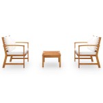 vidaXL Set mobilier de grădină, cu perne, 3 piese, lemn masiv acacia