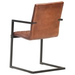 vidaXL Scaune de bucătărie cantilever, 4 buc., maro, piele naturală vidaXL Scaune de bucătărie cantilever, 4 buc., maro, piele naturală