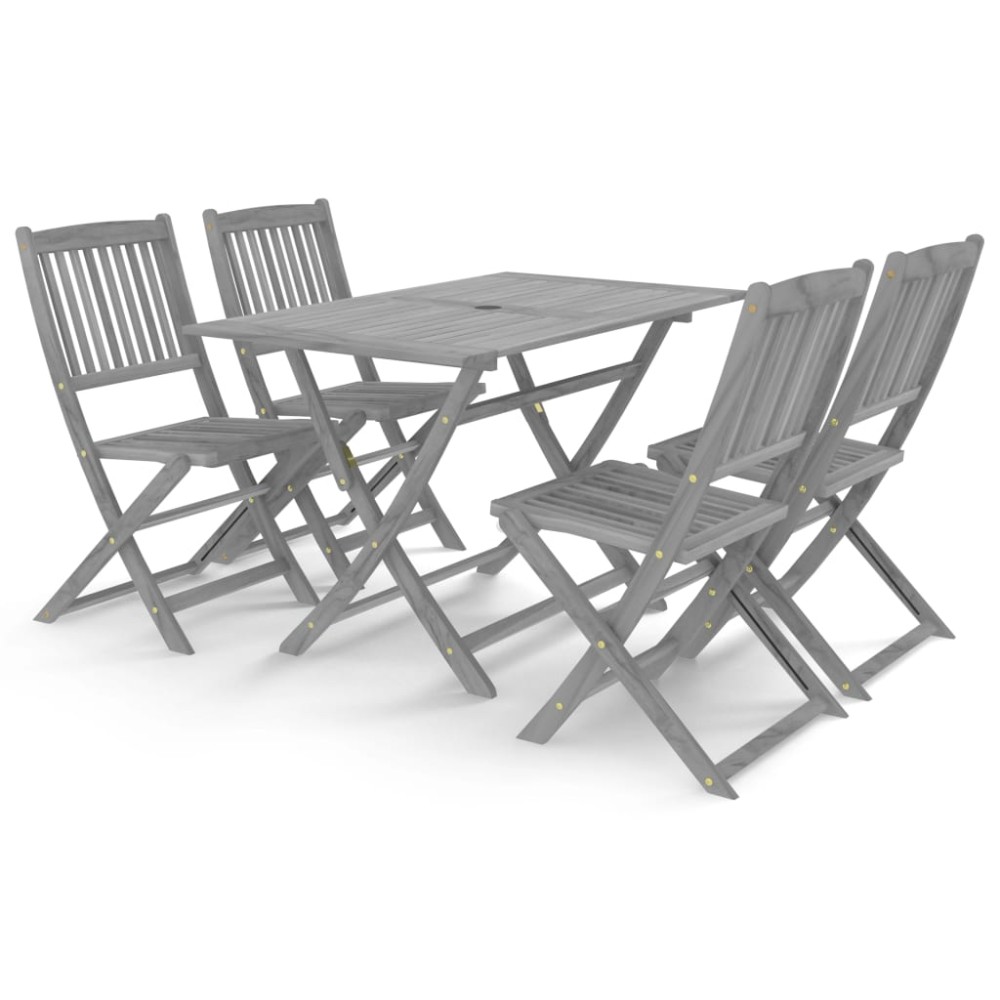vidaXL Set mobilier de grădină, 5 piese, gri, lemn masiv de acacia