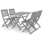 vidaXL Set mobilier de grădină, 5 piese, gri, lemn masiv de acacia vidaXL Set mobilier de grădină, 5 piese, gri, lemn masiv de acacia