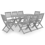 vidaXL Set mobilier de grădină, 9 piese, gri, lemn masiv de acacia vidaXL Set mobilier de grădină, 9 piese, gri, lemn masiv de acacia