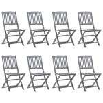 vidaXL Set mobilier de grădină, 9 piese, gri, lemn masiv de acacia vidaXL Set mobilier de grădină, 9 piese, gri, lemn masiv de acacia