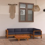 vidaXL Set mobilier grădină perne gri închis, 6 piese, lemn acacia vidaXL Set mobilier grădină perne gri închis, 6 piese, lemn acacia