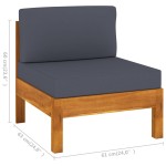 vidaXL Set mobilier grădină perne gri închis, 7 piese, lemn acacia vidaXL Set mobilier grădină perne gri închis, 7 piese, lemn acacia