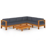 vidaXL Set mobilier grădină perne gri închis, 7 piese, lemn acacia vidaXL Set mobilier grădină perne gri închis, 7 piese, lemn acacia