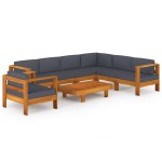 vidaXL Set mobilier grădină perne gri închis, 8 piese, lemn acacia vidaXL Set mobilier grădină perne gri închis, 8 piese, lemn acacia