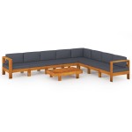 vidaXL Set mobilier grădină perne gri închis, 9 piese, lemn acacia vidaXL Set mobilier grădină perne gri închis, 9 piese, lemn acacia
