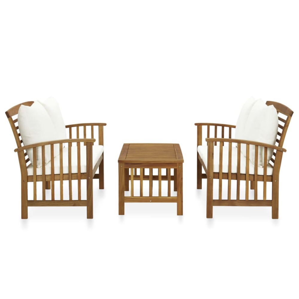 vidaXL Set mobilier grădină cu perne, 3 piese, lemn masiv de acacia
