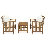 vidaXL Set mobilier grădină cu perne, 3 piese, lemn masiv de acacia