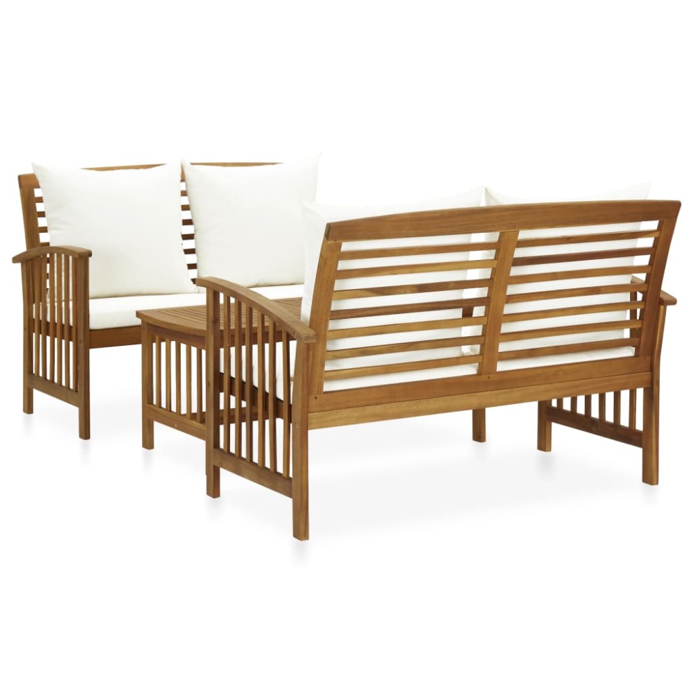 vidaXL Set mobilier grădină cu perne, 3 piese, lemn masiv de acacia