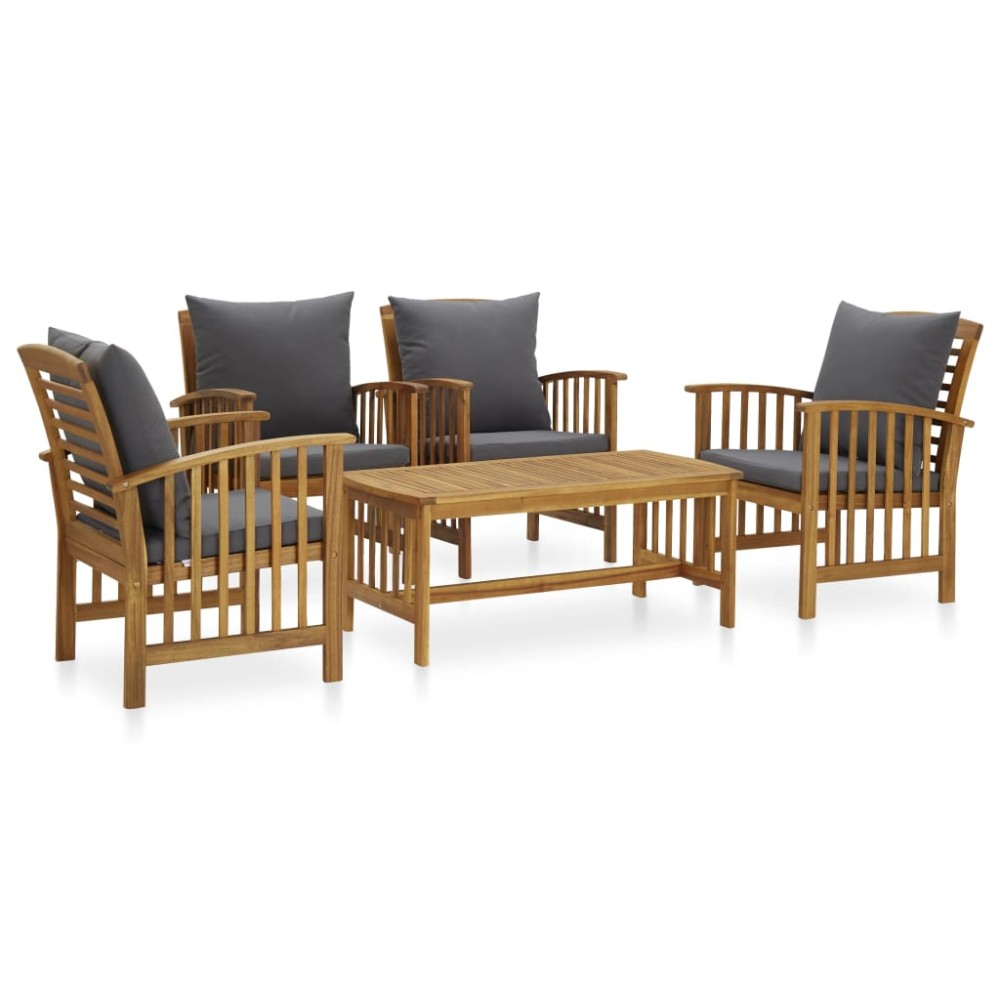 vidaXL Set mobilier grădină cu perne, 5 piese, lemn masiv de acacia